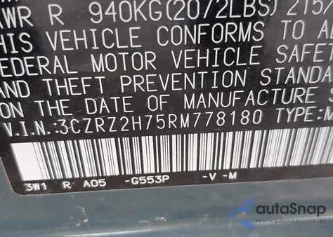 2024 Honda Hr-V Awd Ex-L/Awd Ex-L W/O Bsi from USA, damaged, VIN 3CZRZ2H75RM778180